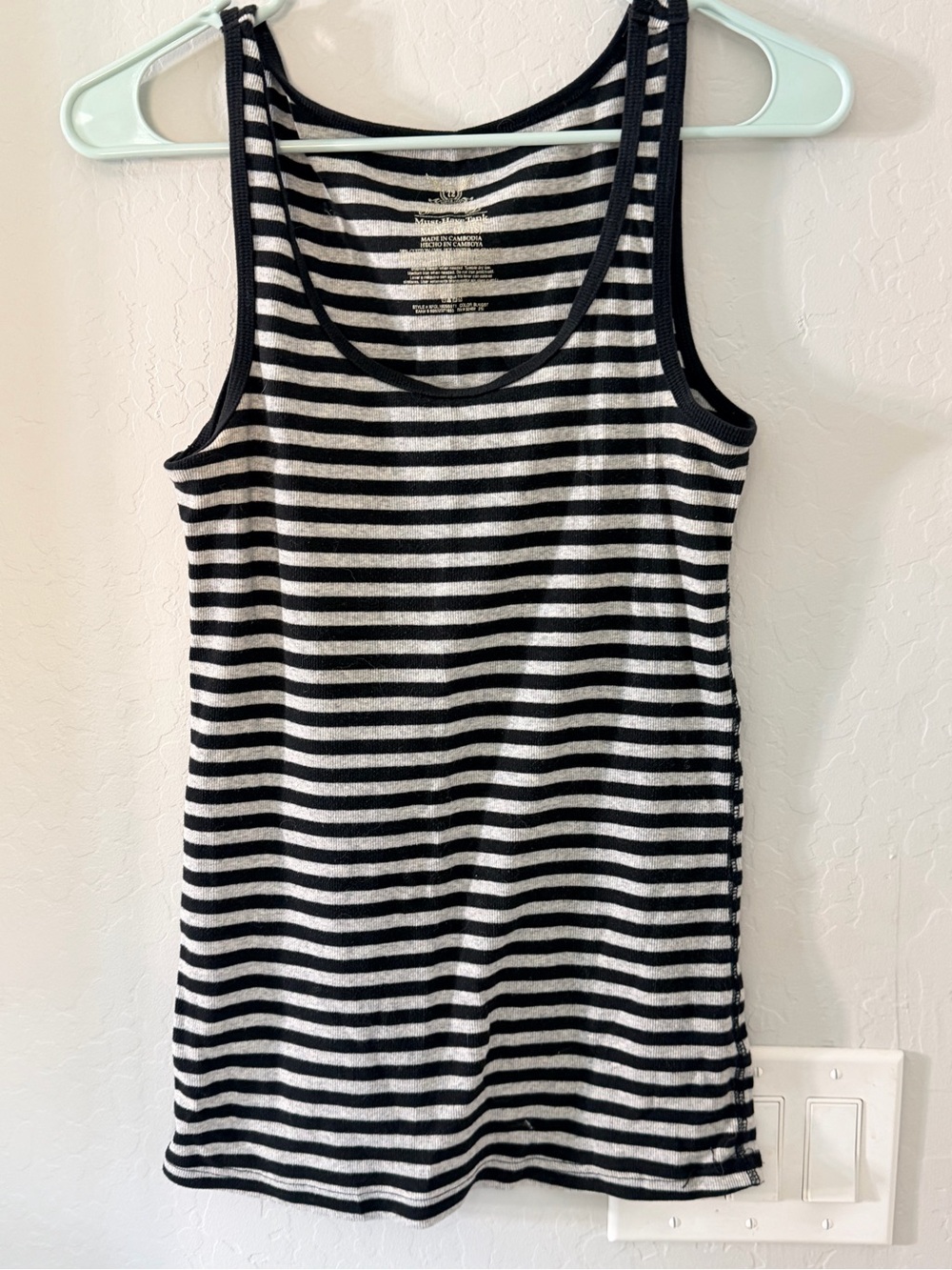 Faded Glory Black and White Striped Tank Top